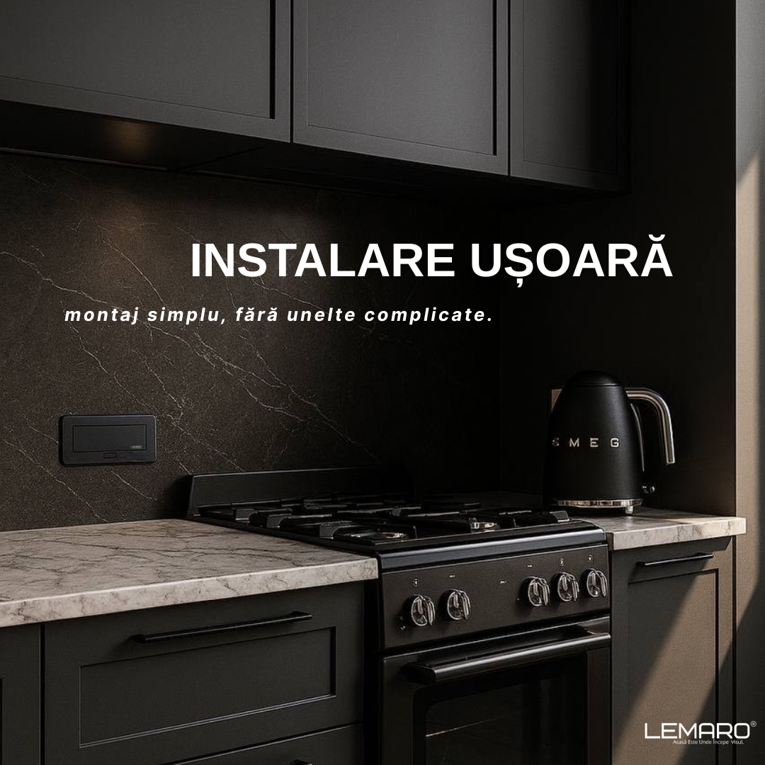 Priza Incorporabila in Blat Bucatarie, Masa sau Birou Lemaro®, 3 Prize Schuko, Incastrabila, Negru