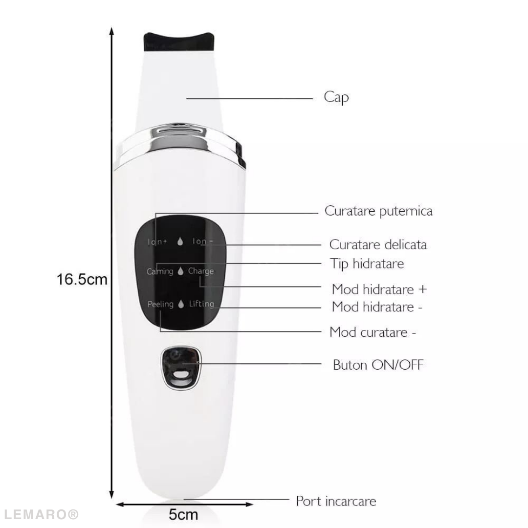 Aparat pentru Curatare Faciala cu Ultrasunete, Lifting Ten, cu Ioni, Skin Scrubber