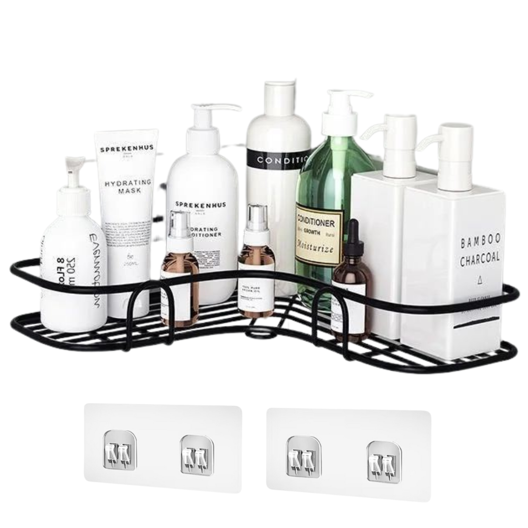 Raft de Dus, Etajera Colt pentru Baie Lemaro®, Depozitare in Bucatarie, Montaj Ventuze, Inox