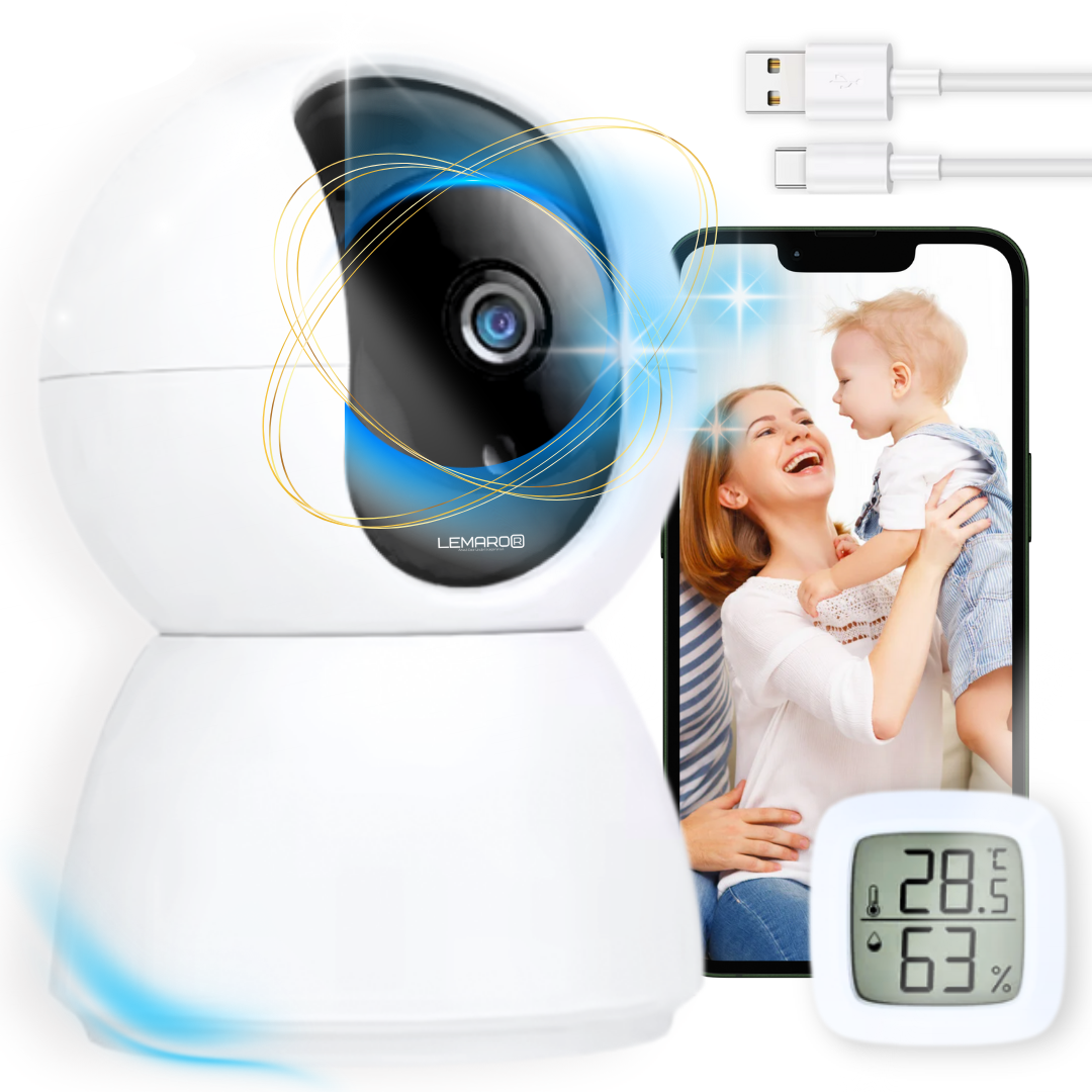 Baby Monitor Lemaro®, 360°, Camera Video Audio Wireless Pentru Supraveghere Bebelusi, Vedere Nocturna Infrarosu, 1 x HigroTermometru Inclus