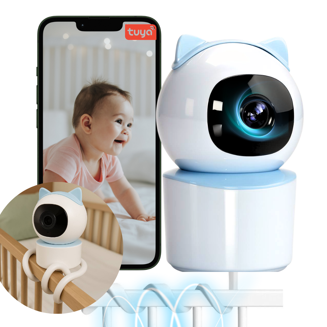 Baby Monitor Lemaro® Full HD 360, Camera Audio-Video Wireless pentru Supraveghere Bebelusi,  cu Suport Flexibil Inclus