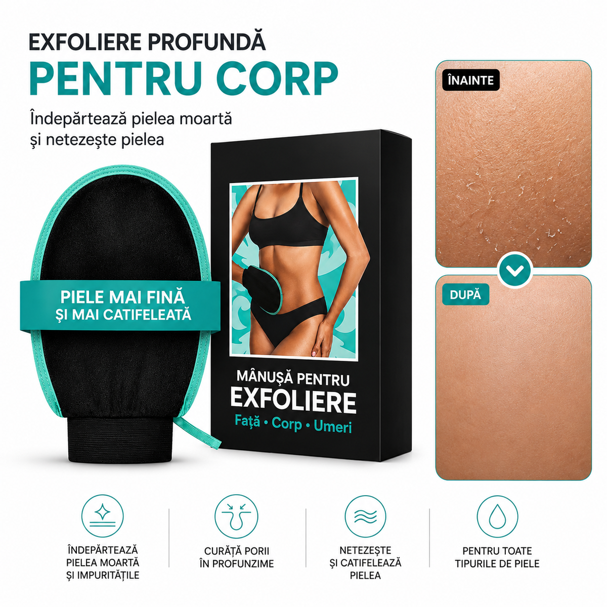 Mănușă Exfoliantă pentru Corp – Îndepărtează Pielea Moartă și Netezește Pielea