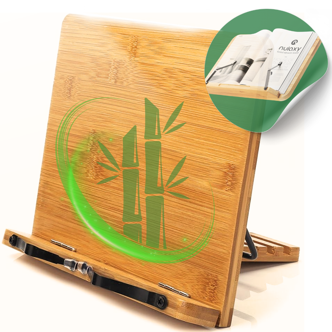 Suport tip Stand Pentru Carti din Bambus, 2 Brate Reglabile, Ajustabil, Maro