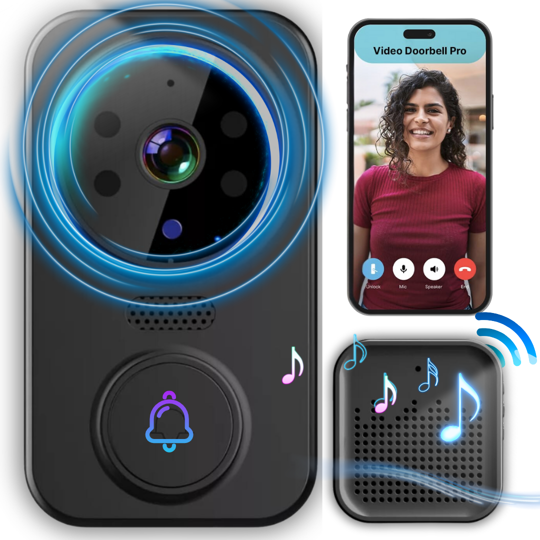 Sonerie Video Inteligenta Lemaro®, Fara Fir Wireless, Control la distanta prin APP Tuya Smart