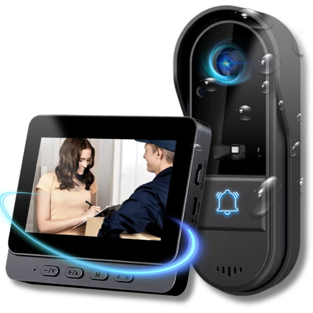 Sonerie Video Wireless Exterior cu Monitor HD Lemaro®, Comunicare Bidirectionala, Captura Imagine, Bluetooth, Autonomie Mare, impermeabila, Montare Usoara