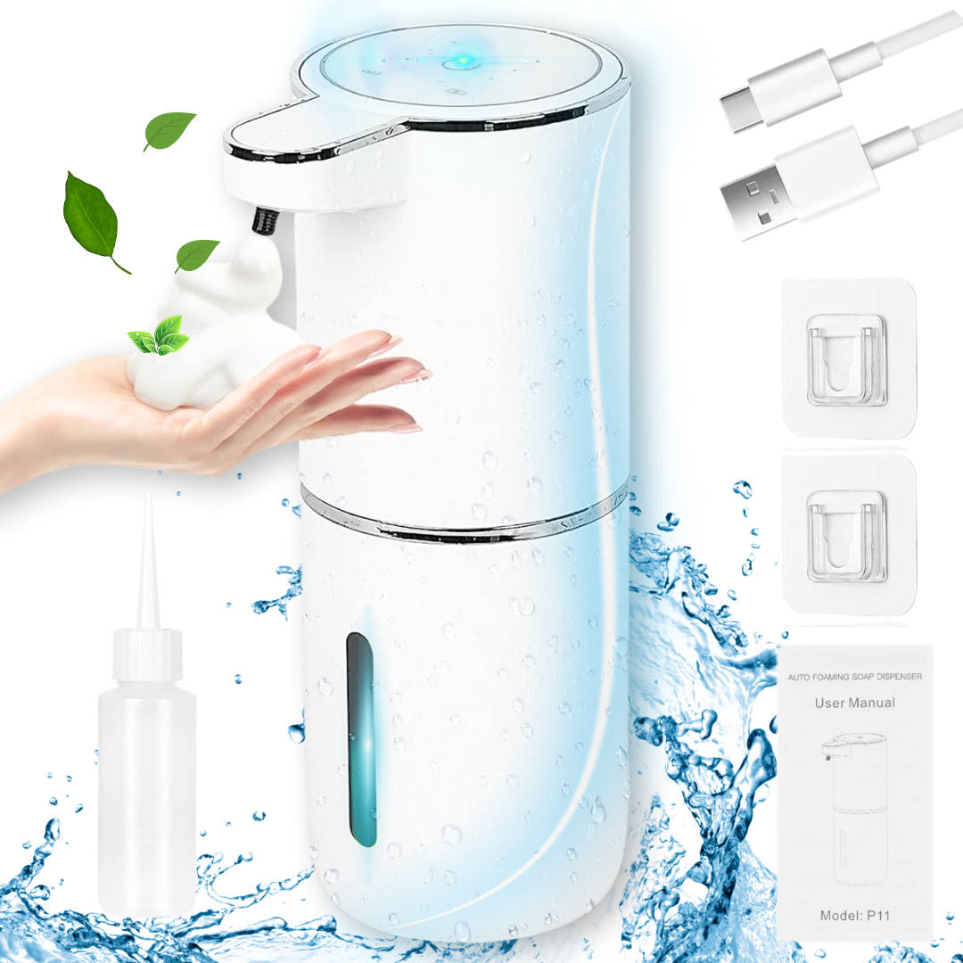 Dozator Sapun Smart Lemaro® 4 Niveluri de Doza, Display Led, Incarcare USB, Senzor de Miscare, FaraAtingere, Impermeabil, PrinderedePerete, 380ml