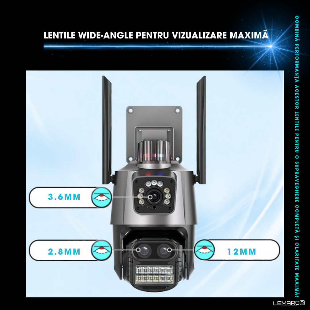 Camera de Supraveghere IP WIFI Lemaro®, Zoom 8X, Auto Tracking, Ultra HD 4K