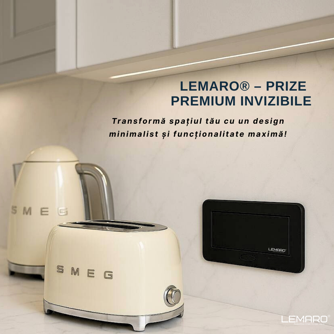 Priza Incorporabila in Blat Bucatarie, Masa sau Birou Lemaro®, 3 Prize Schuko, Incastrabila, Negru