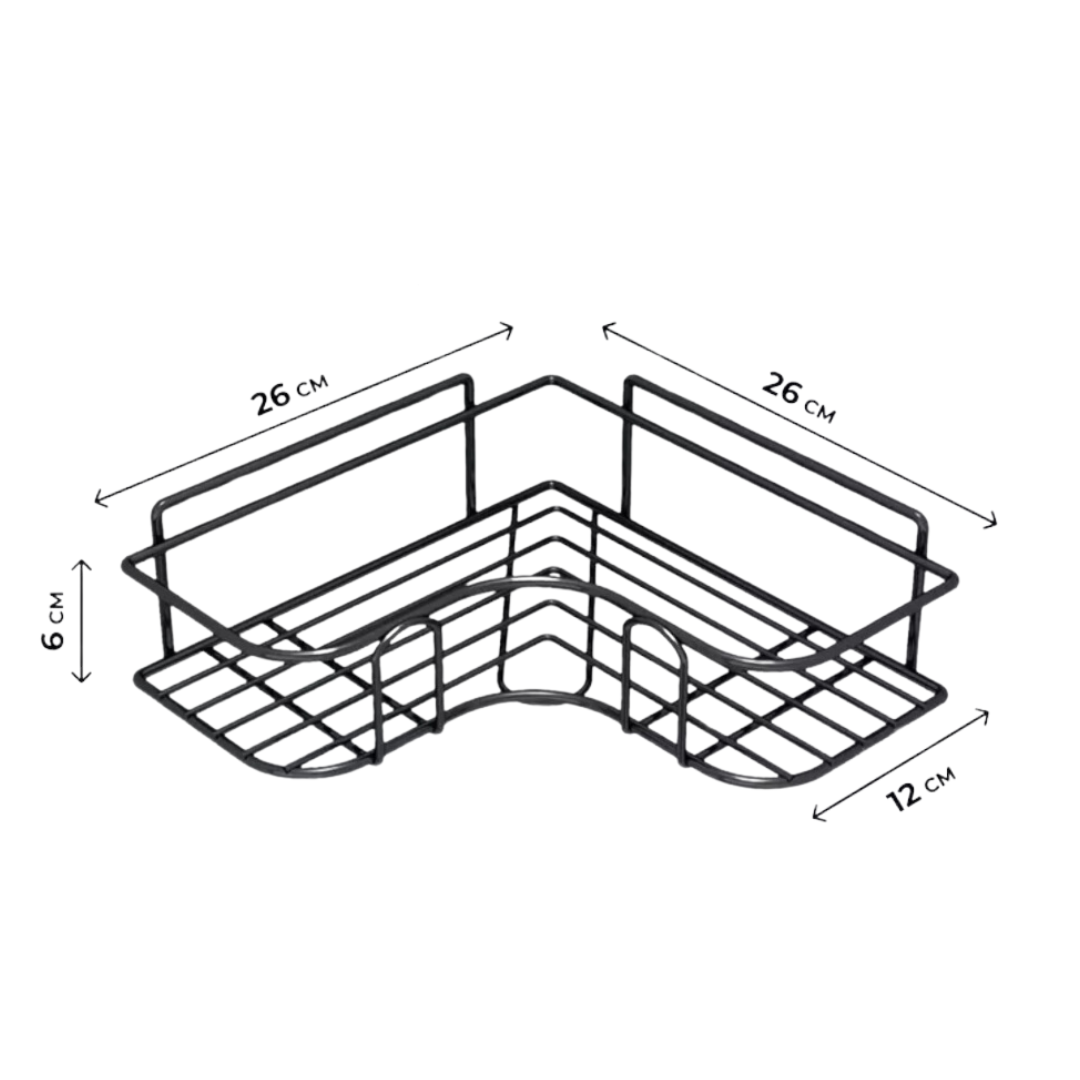 Raft de Dus, Etajera Colt pentru Baie Lemaro®, Depozitare in Bucatarie, Montaj Ventuze, Inox