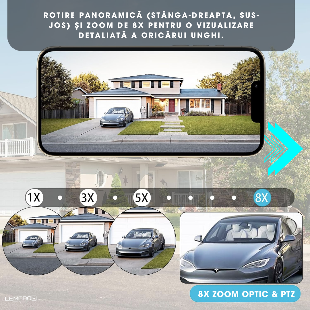 Camera de Supraveghere IP WIFI Lemaro®, Zoom 8X, Auto Tracking, Ultra HD 4K