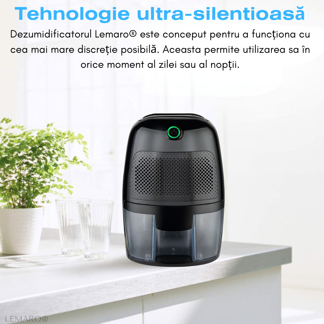 Dezumidificator pentru Casa, Portabil, Rezervor 0,6L, Silentios, Absorbant Umiditate, Negru