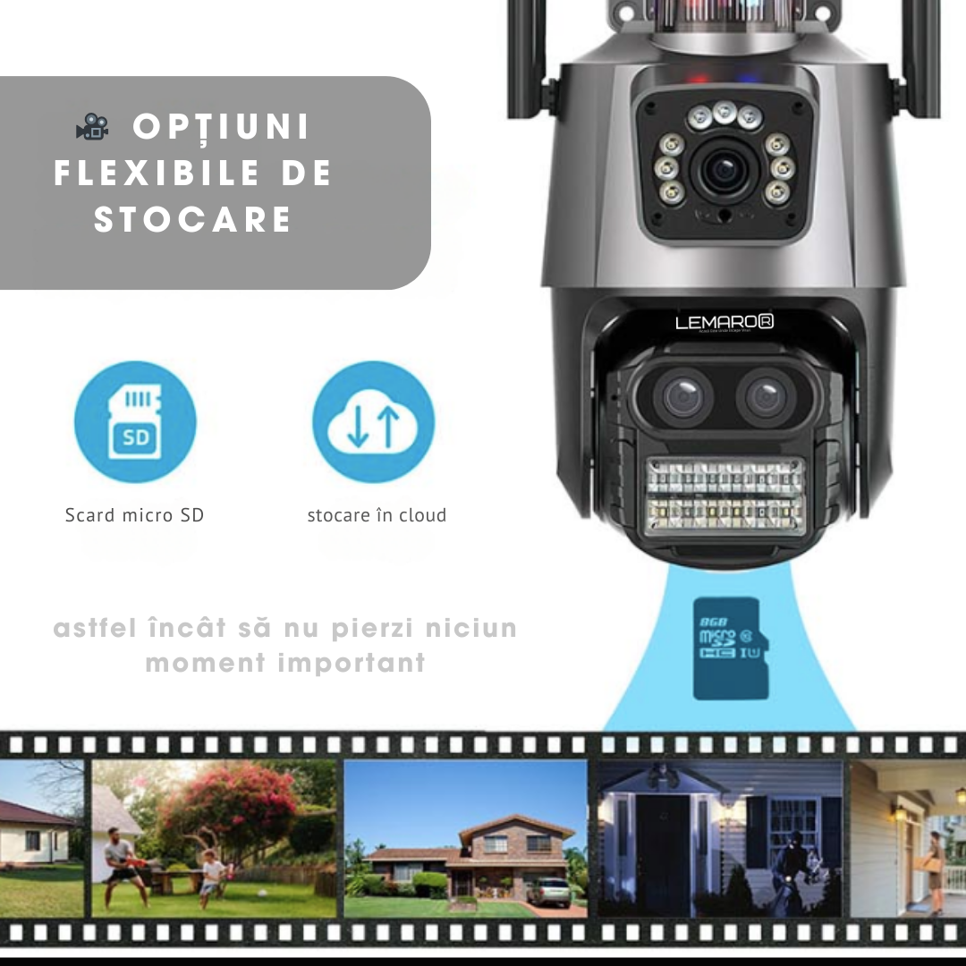 Camera de Supraveghere IP WIFI Lemaro®, Zoom 8X, Auto Tracking, Ultra HD 4K