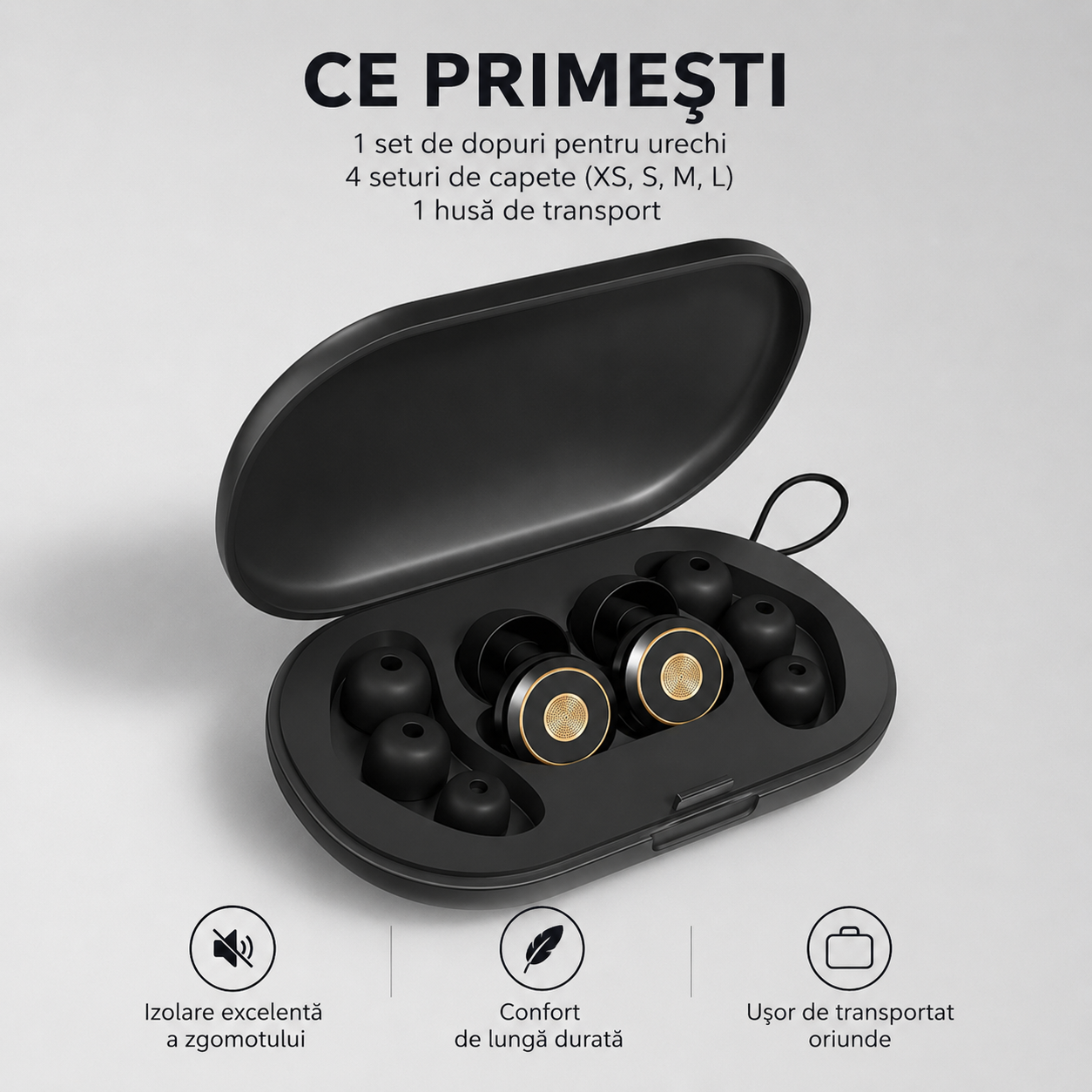Dopuri de Urechi Profesionale Reglabile cu 3 Niveluri de Reducere a Zgomotului – Pentru Somn, Concentrare, Călătorii și Concerte și Relaxare Totală