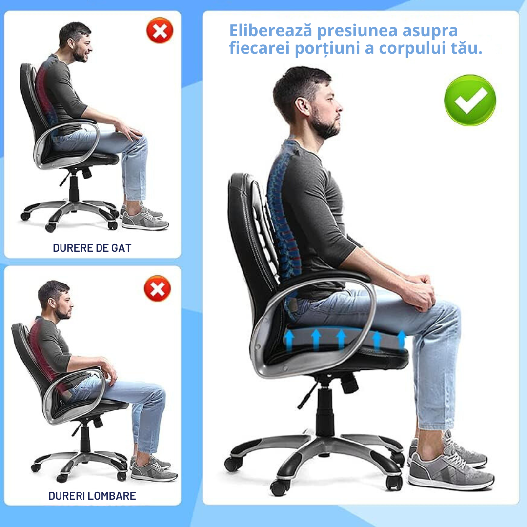 Perna Ortopedica Suport Coccis, pentru Scaun de Birou sau Masina, pentru Hemoroizi, Husa Respirabila si Antialunecare, Spuma cu memorie