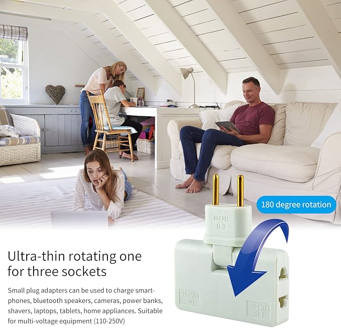 Set de 3 Prize Plate 3 în 1 cu ștecher rotativ la 180, Potrivite pentru Spații Inguste