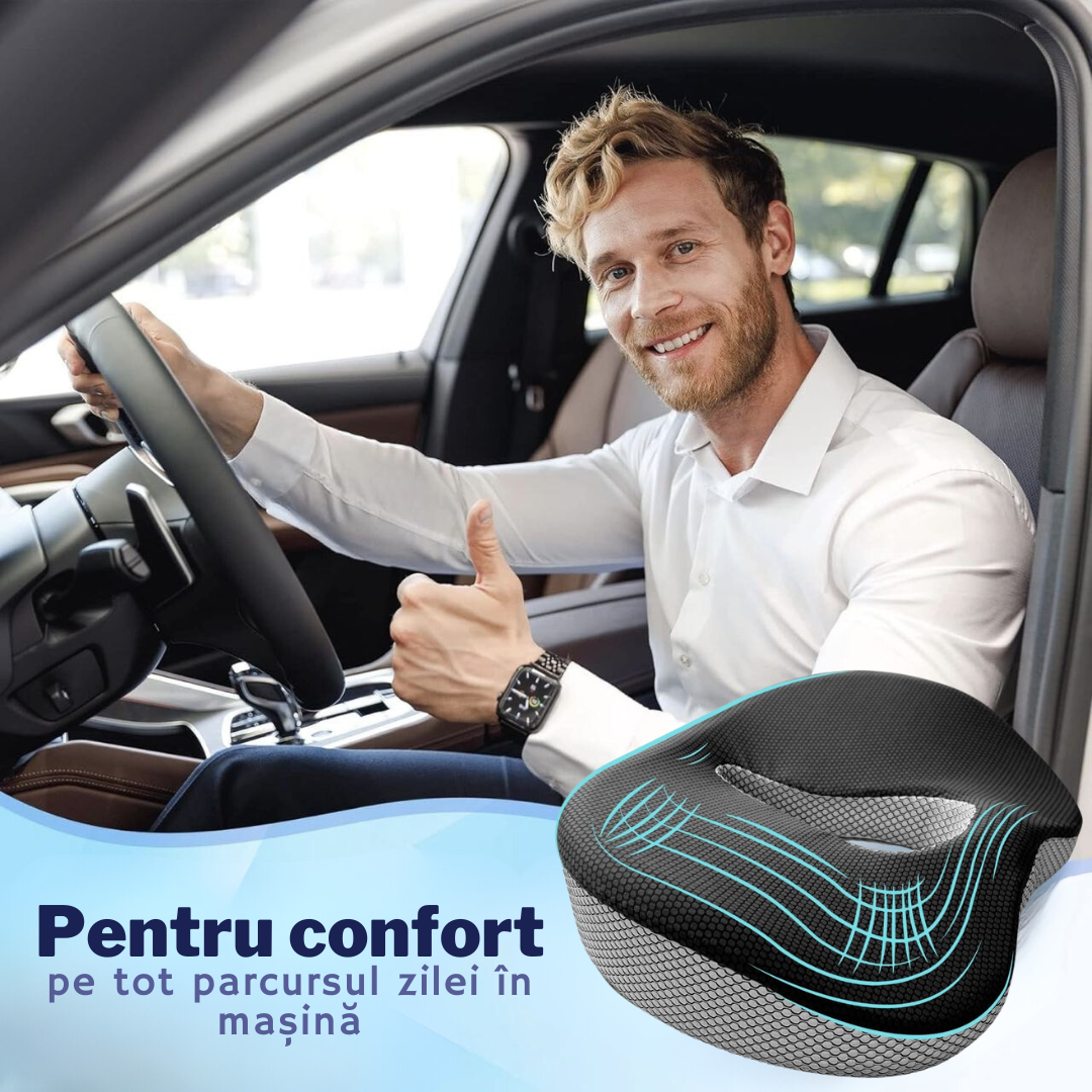 Perna Ortopedica Suport Coccis, pentru Scaun de Birou sau Masina, pentru Hemoroizi, Husa Respirabila si Antialunecare, Spuma cu memorie