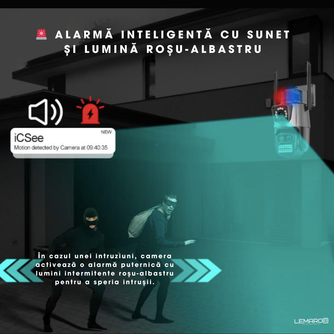 Camera de Supraveghere IP WIFI Lemaro®, Zoom 8X, Auto Tracking, Ultra HD 4K