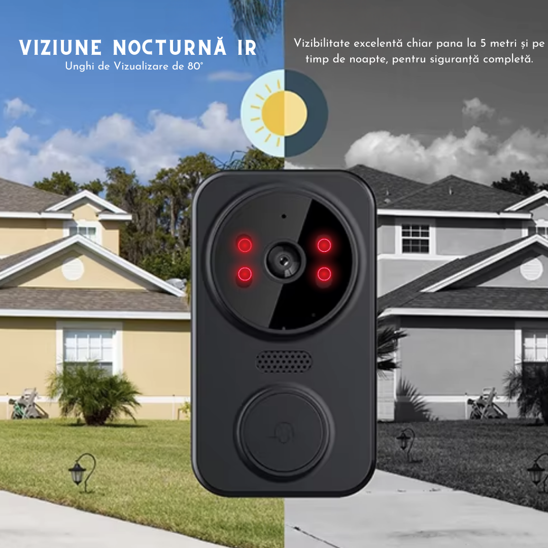 Sonerie Video Inteligenta Lemaro®, Fara Fir Wireless, Control la distanta prin APP Tuya Smart