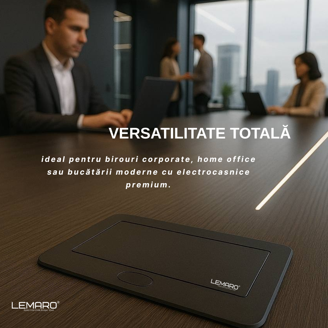 Priza Incorporabila in Blat Bucatarie, Masa sau Birou Lemaro®, 3 Prize Schuko, Incastrabila, Negru