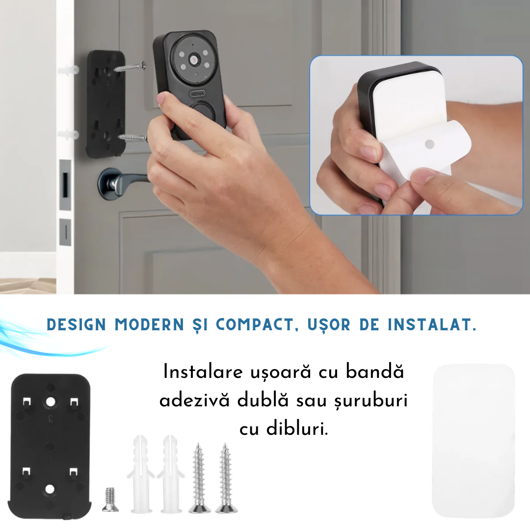 Sonerie Video Inteligenta Lemaro®, Fara Fir Wireless, Control la distanta prin APP Tuya Smart