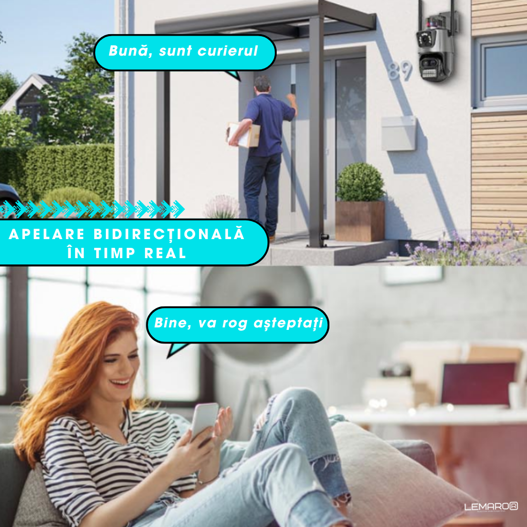 Camera de Supraveghere IP WIFI Lemaro®, Zoom 8X, Auto Tracking, Ultra HD 4K