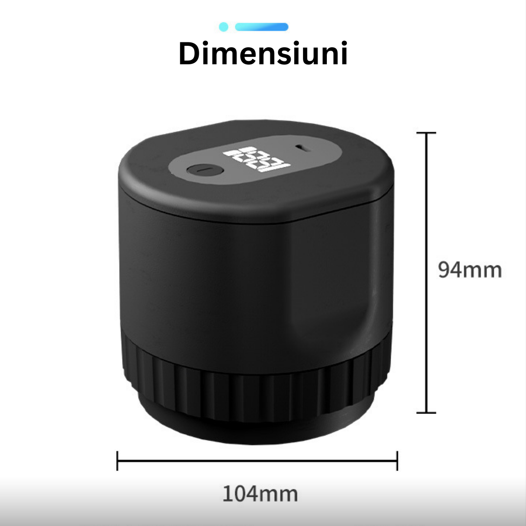 Aparat de Vidat si Sigilat Borcane, Recipiente cu Capac, Profesional Lemaro®, Capete Ajustabile, Diferite Dimensiuni, Afisaj LED Digital, Incarcare USB C, Portabil, Negru