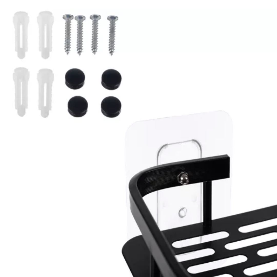 2 Rafturi de Dus, pentru Depozitare in Bucatarie, Organizator Baie, cu Adeziv, 30 x 13 x 4.7 cm