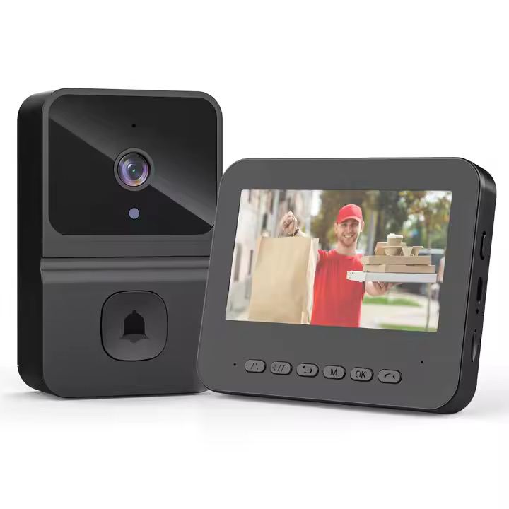 Sonerie video fara fir wireless exterior cu monitor, Lemaro®, comunicare bidirectionala, captura imagine la apasarea soneriei, conexiune prin bluetooth, imagine HD, autonomie mare, montare usoara