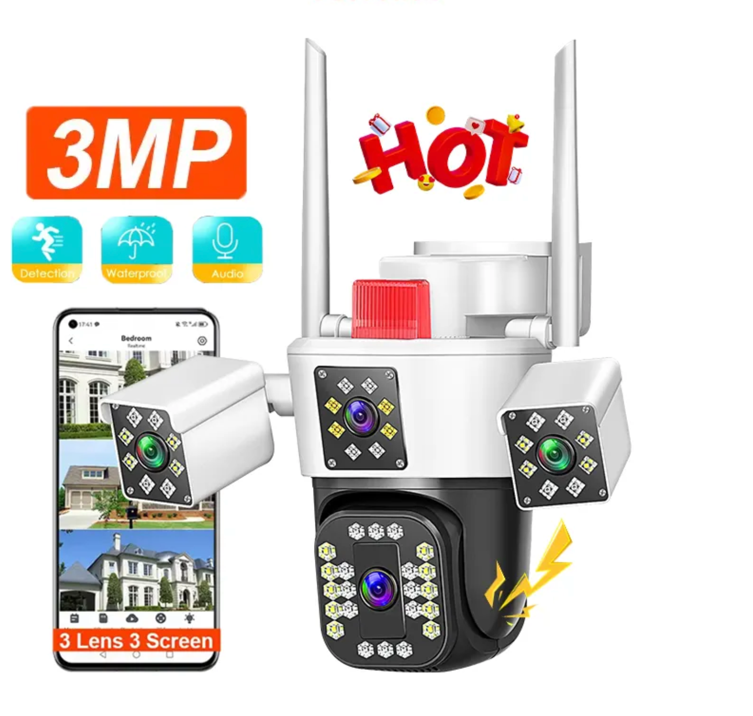 Camera de supraveghere WIFI 6K, 12MP, 4 lentile, ZOOM 10X